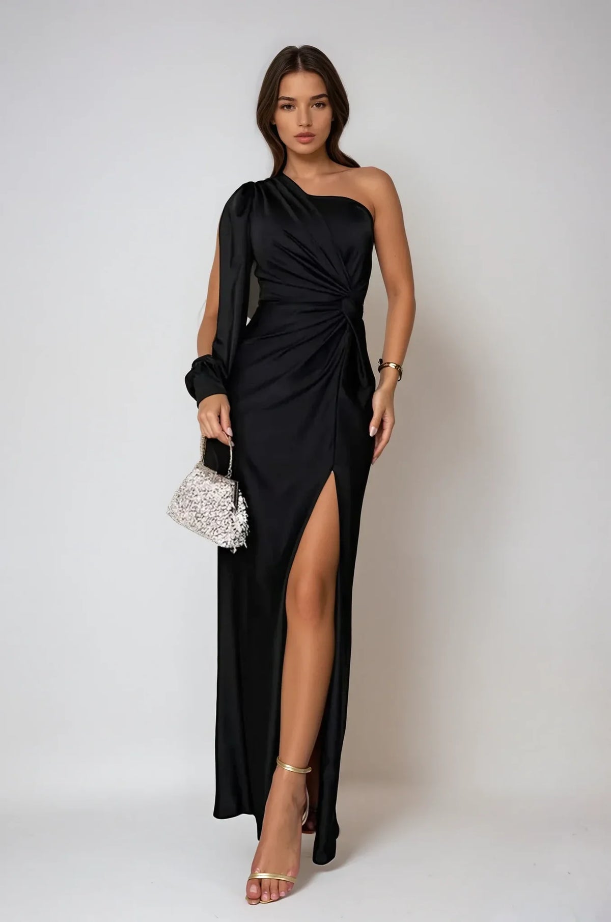 Dames one shoulder maxi jurk met asymmetrische snit – elegant & opvallend – Sorevielle