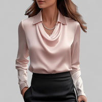 Dames Satijnen Blouse met Zachtvallende Pasvorm – Elegant & Tijdloos – Elvaréssa