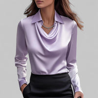 Dames Satijnen Blouse met Zachtvallende Pasvorm – Elegant & Tijdloos – Elvaréssa