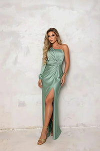 Dames one shoulder maxi jurk met asymmetrische snit – elegant & opvallend – Sorevielle