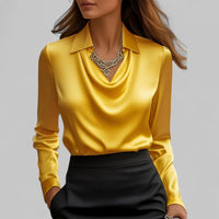 Dames Satijnen Blouse met Zachtvallende Pasvorm – Elegant & Tijdloos – Elvaréssa