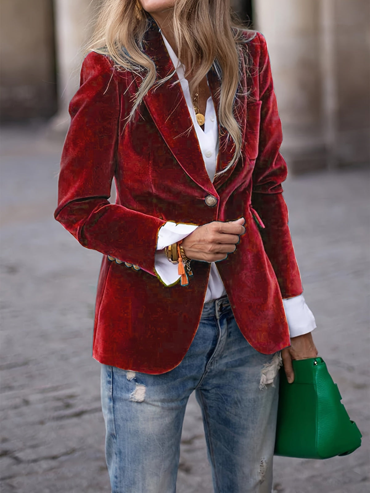 Dames Fluwelen Blazer met Elegante Pasvorm – Tijdloos & Verfijnd – Maelis