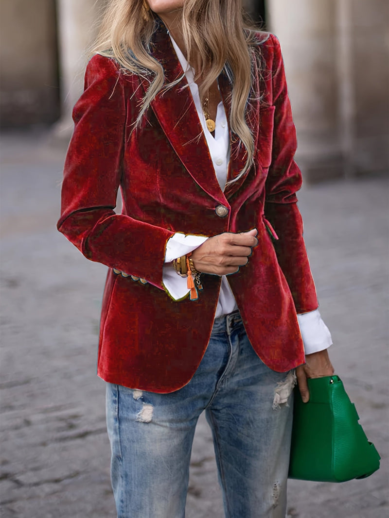 Dames Fluwelen Blazer met Elegante Pasvorm – Tijdloos & Verfijnd – Maelis