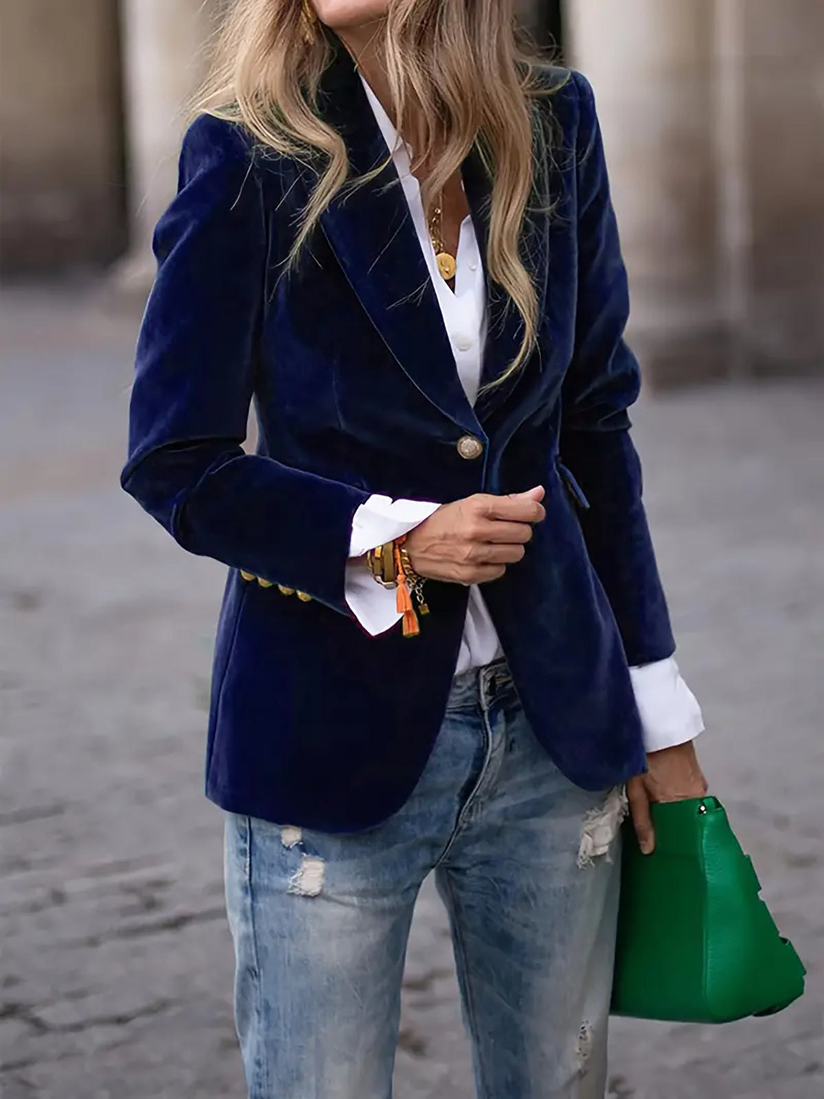 Dames Fluwelen Blazer met Elegante Pasvorm – Tijdloos & Verfijnd – Maelis