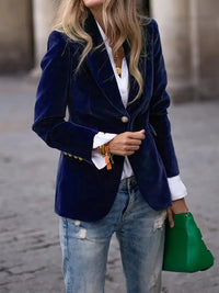 Dames Fluwelen Blazer met Elegante Pasvorm – Tijdloos & Verfijnd – Maelis