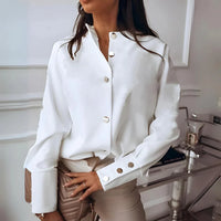 Dames Blouse met Lange Mouwen en Knopen – Tijdloos & Elegant – Maëva