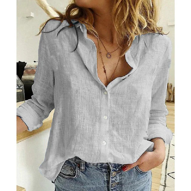 Dames Blouse met Ruches en Knopen – Elegant & Vrouwelijk – Céline