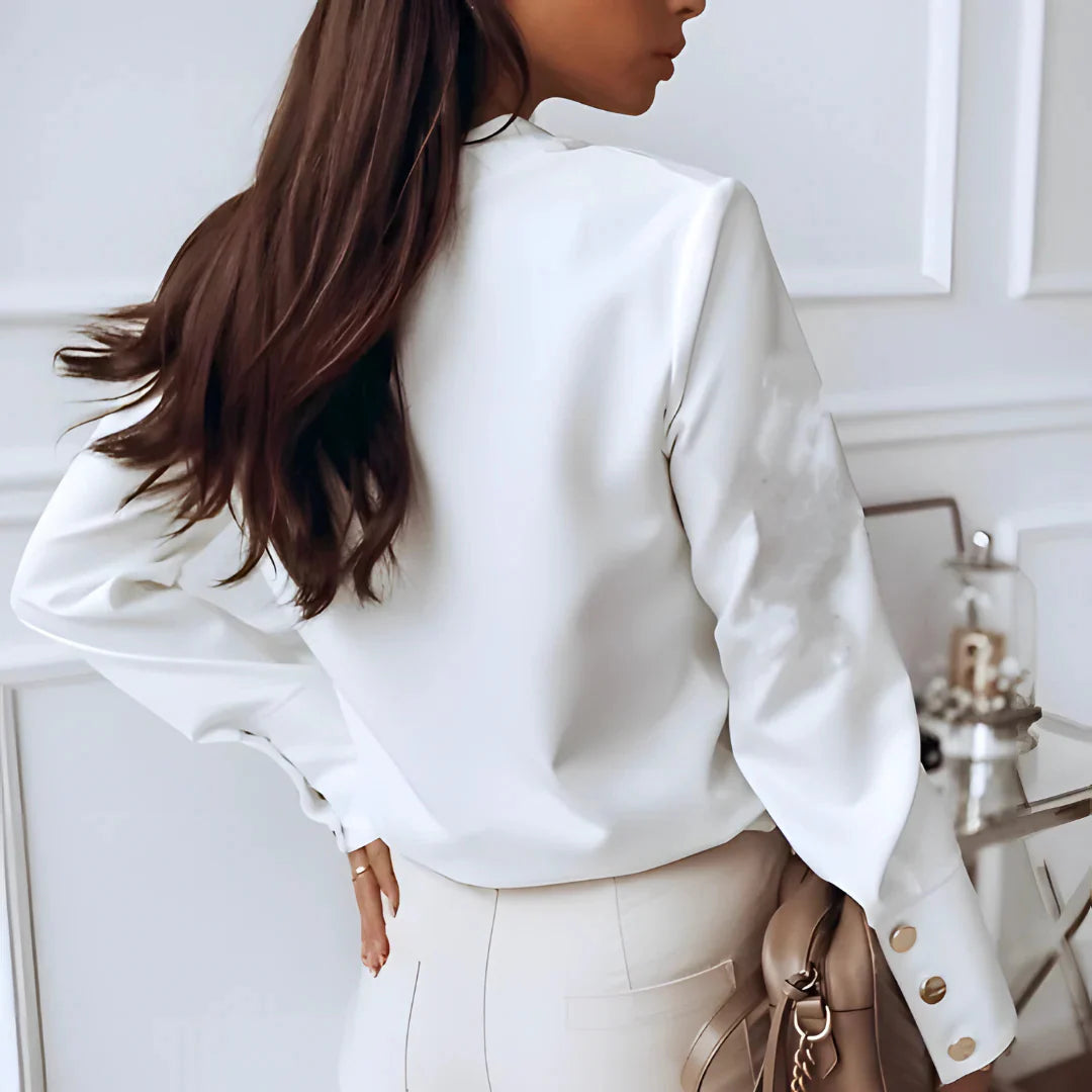 Dames Blouse met Lange Mouwen en Knopen – Tijdloos & Elegant – Maëva