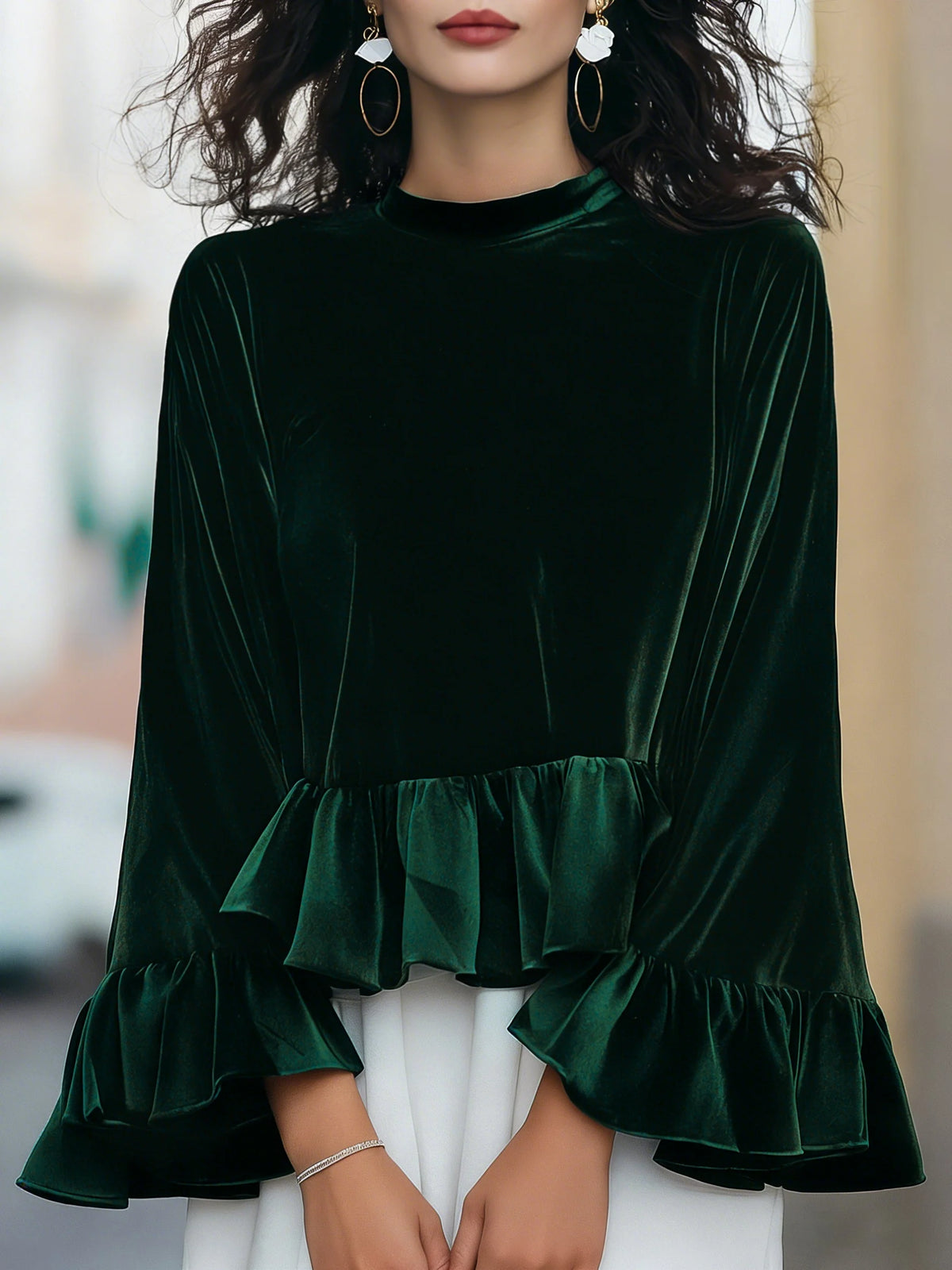 Dames Fluwelen Blouse met Ruches – Elegant & Feestelijk – Lyséa