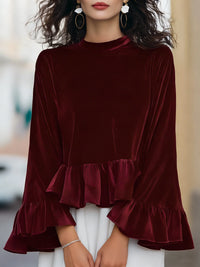 Dames Fluwelen Blouse met Ruches – Elegant & Feestelijk – Lyséa