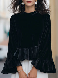 Dames Fluwelen Blouse met Ruches – Elegant & Feestelijk – Lyséa