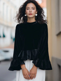 Dames Fluwelen Blouse met Ruches – Elegant & Feestelijk – Lyséa