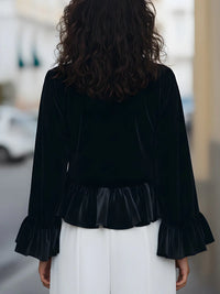 Dames Fluwelen Blouse met Ruches – Elegant & Feestelijk – Lyséa