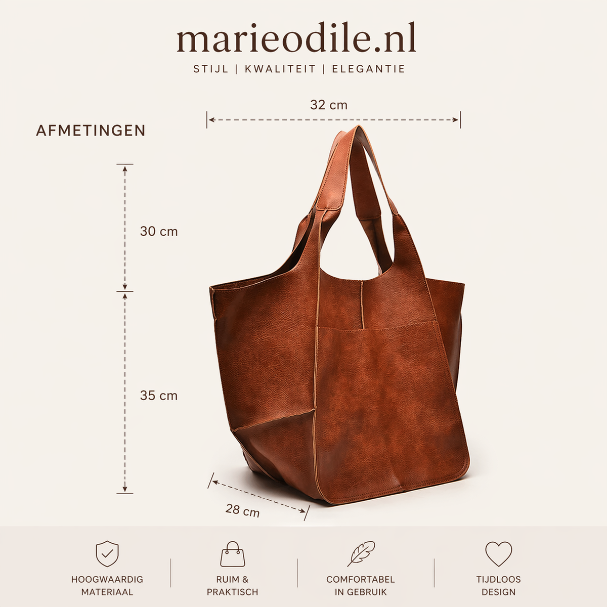 Dames Oversized Schoudertas – Vintage & Stijlvol – Marovelle