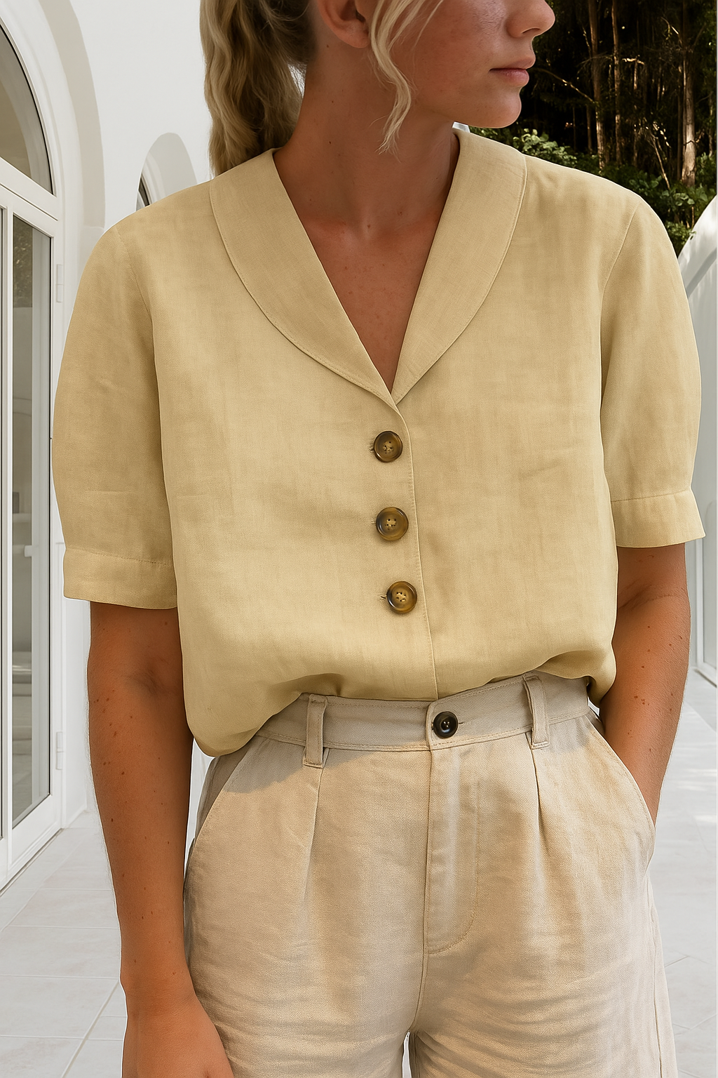 Elise Dames Blouse – Katoen Linnen Model