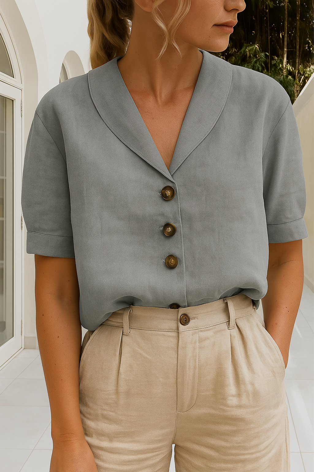 Elise Dames Blouse – Katoen Linnen Model