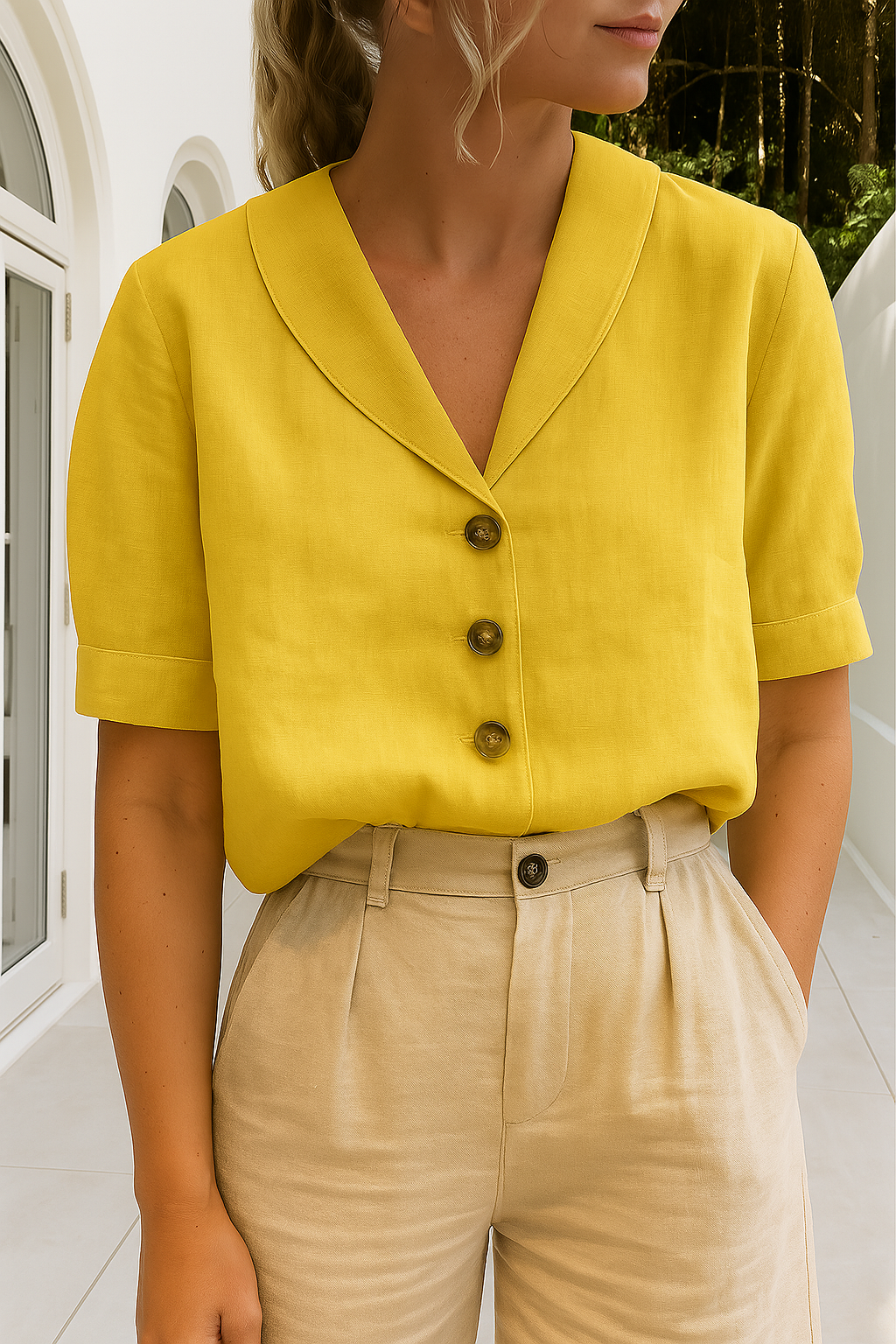 Elise Dames Blouse – Katoen Linnen Model