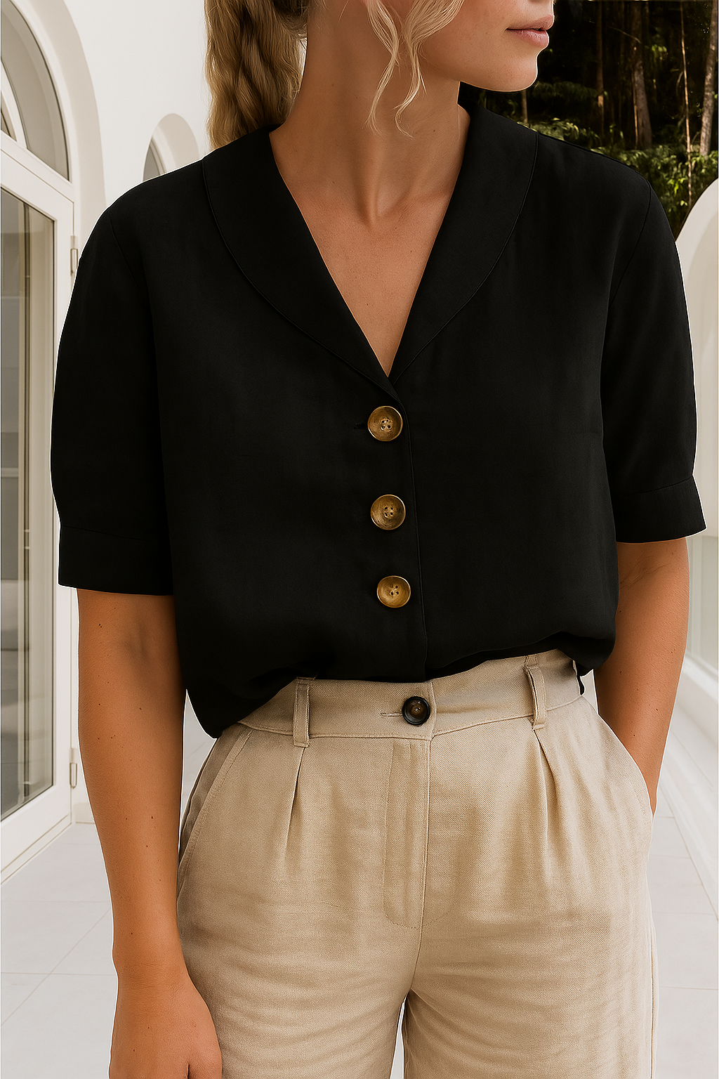 Elise Dames Blouse – Katoen Linnen Model