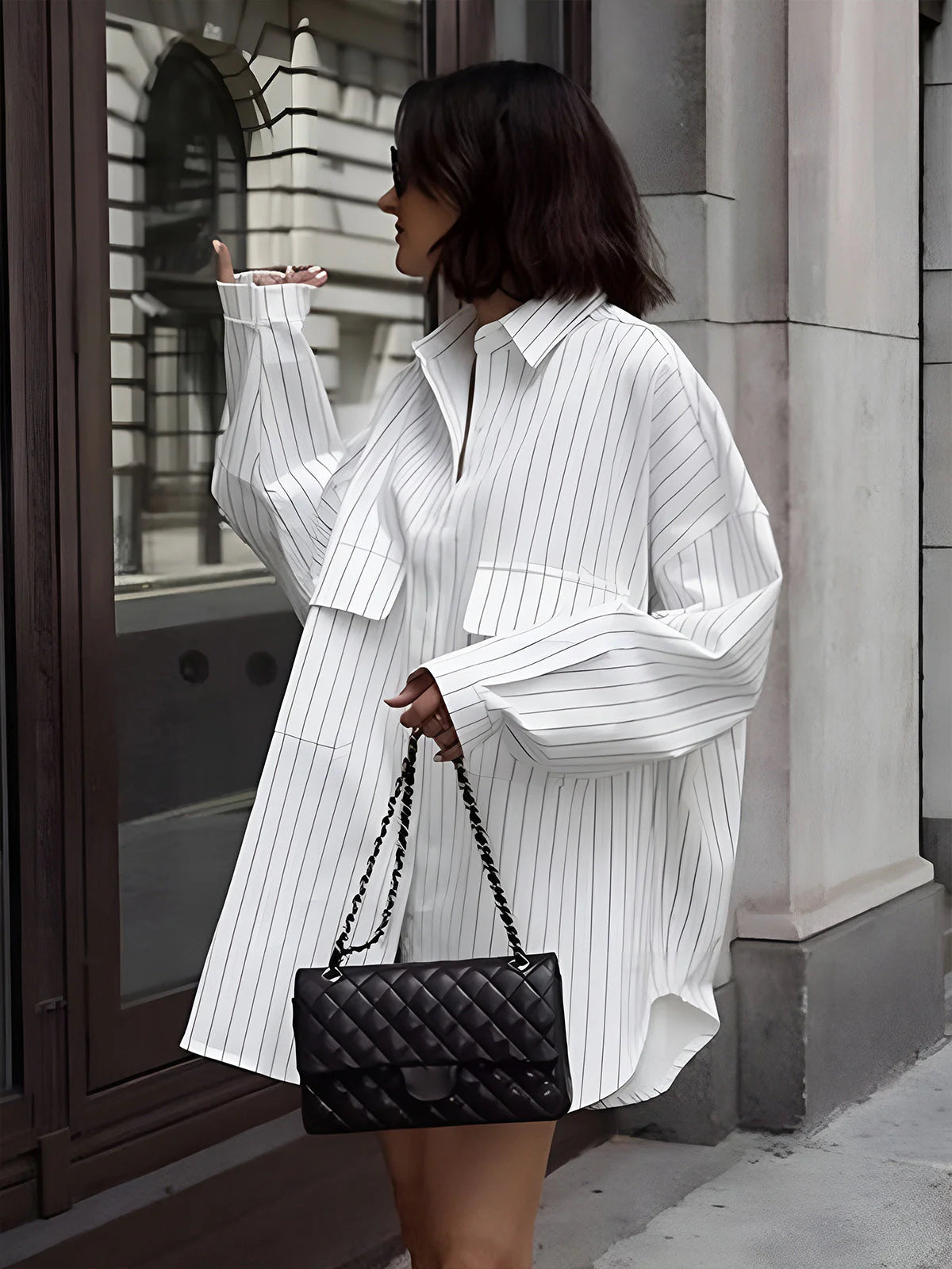 Dames Oversized Blousejurk met Strepen – Casual & Stijlvol – Elinea