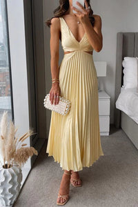 Dames Geplooide Midi Jurk – Elegant & Vrouwelijk – Elvianne