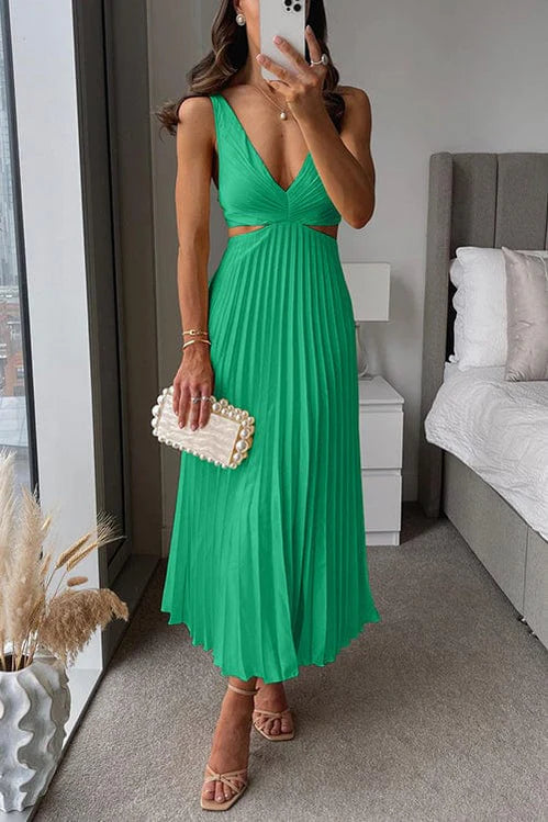 Dames Geplooide Midi Jurk – Elegant & Vrouwelijk – Elvianne