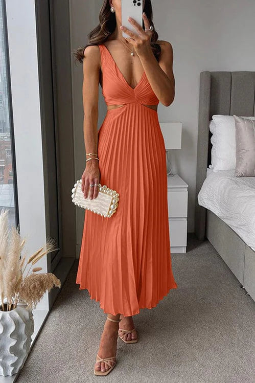 Dames Geplooide Midi Jurk – Elegant & Vrouwelijk – Elvianne
