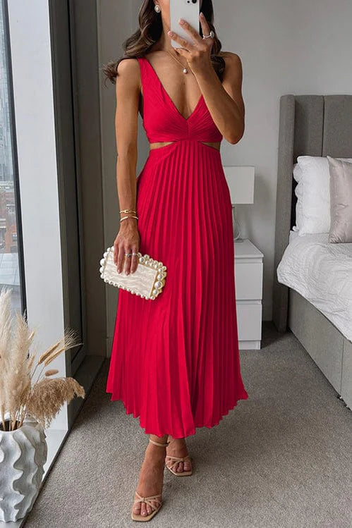 Dames Geplooide Midi Jurk – Elegant & Vrouwelijk – Elvianne