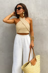 Dames Korte Halter Top – Beige & Zomers – Elvira