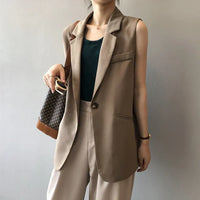 Dames Mouwloze Blazer – Beige & Elegant – Estelle