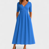 Celeste Dames Midi Jurk – V-Hals Model