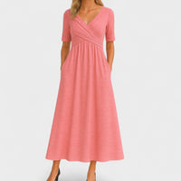 Celeste Dames Midi Jurk – V-Hals Model