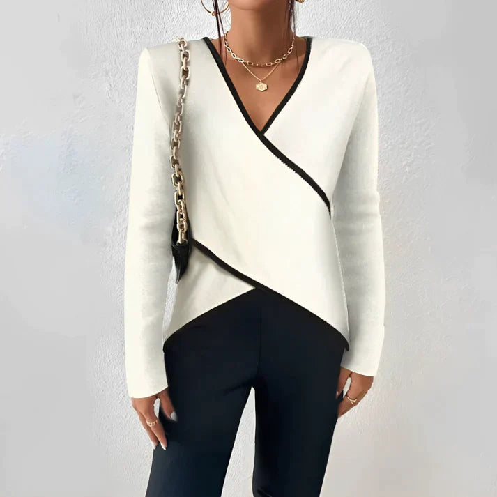 Dames Top met Lange Mouwen en V-Hals – Comfortabel & Stijlvol – Julienne