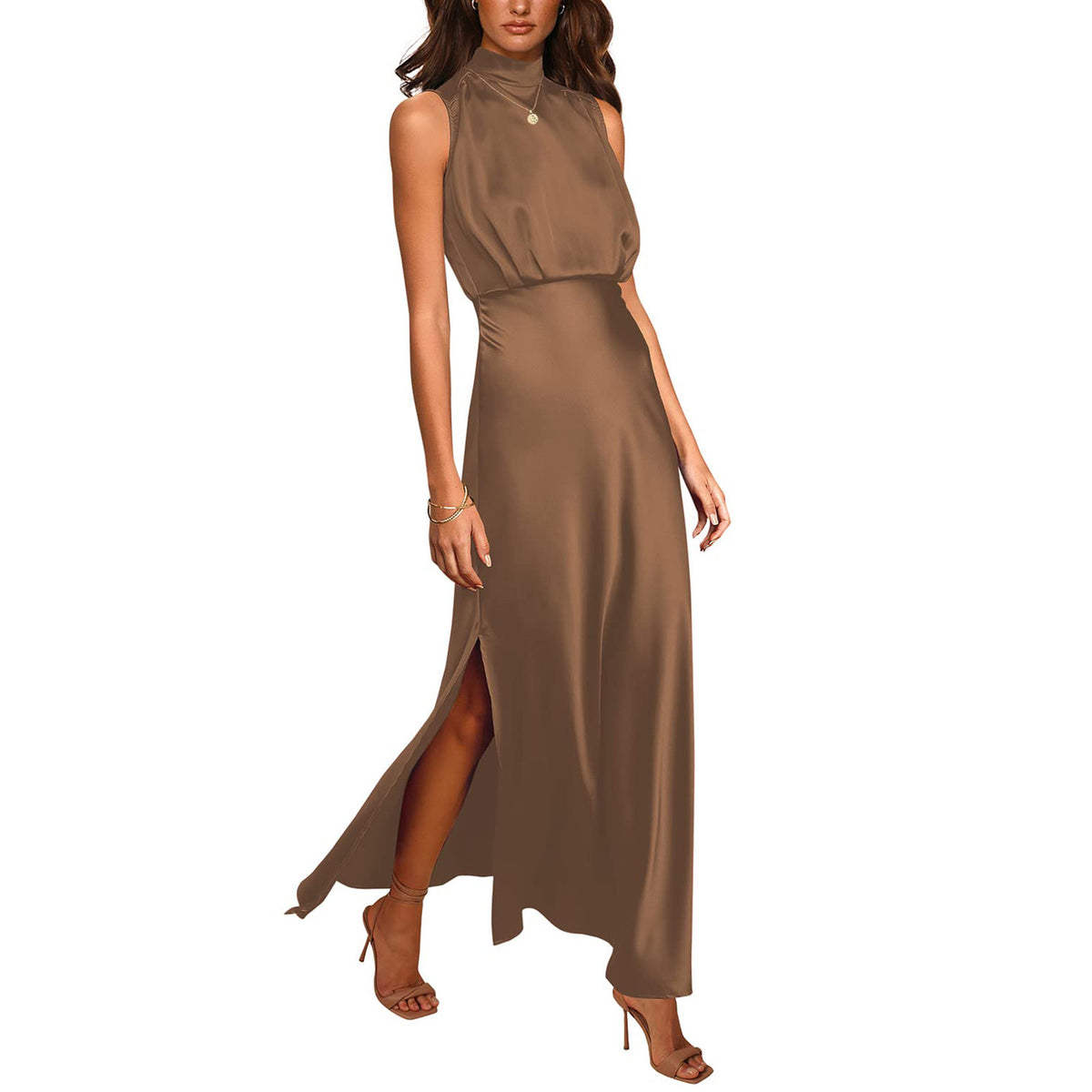 Dames Maxi Jurk met Hoge Split en Soepelvallende Pasvorm – Elegant & Tijdloos – Judith