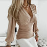 Dames Blouse met Diepe V-Hals en Getailleerde Taille – Elegant & Vrouwelijk – Océane
