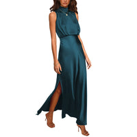 Dames Maxi Jurk met Hoge Split en Soepelvallende Pasvorm – Elegant & Tijdloos – Judith