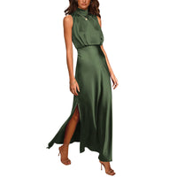 Dames Maxi Jurk met Hoge Split en Soepelvallende Pasvorm – Elegant & Tijdloos – Judith