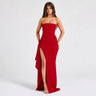 Dames Off-Shoulder Maxi Jurk met Hoge Split – Elegant & Verfijnd – Ayla
