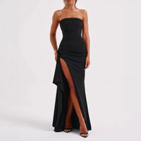 Dames Off-Shoulder Maxi Jurk met Hoge Split – Elegant & Verfijnd – Ayla