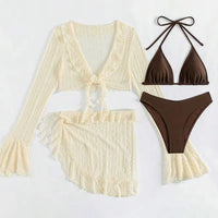 Dames 3-delige bikini met cover-up set – zomers & bohemian – Ravélia