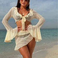 Dames 3-delige bikini met cover-up set – zomers & bohemian – Ravélia