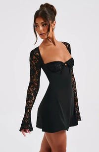 Dames Bodycon Mini Jurk met Kant Mouwen – Elegant & Verleidelijk – Ravielle