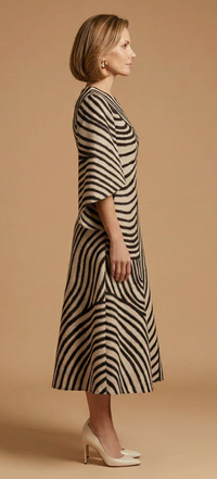 Midi Jurk met Ronde Hals – Elegant & Tijdloos – Zaféliane