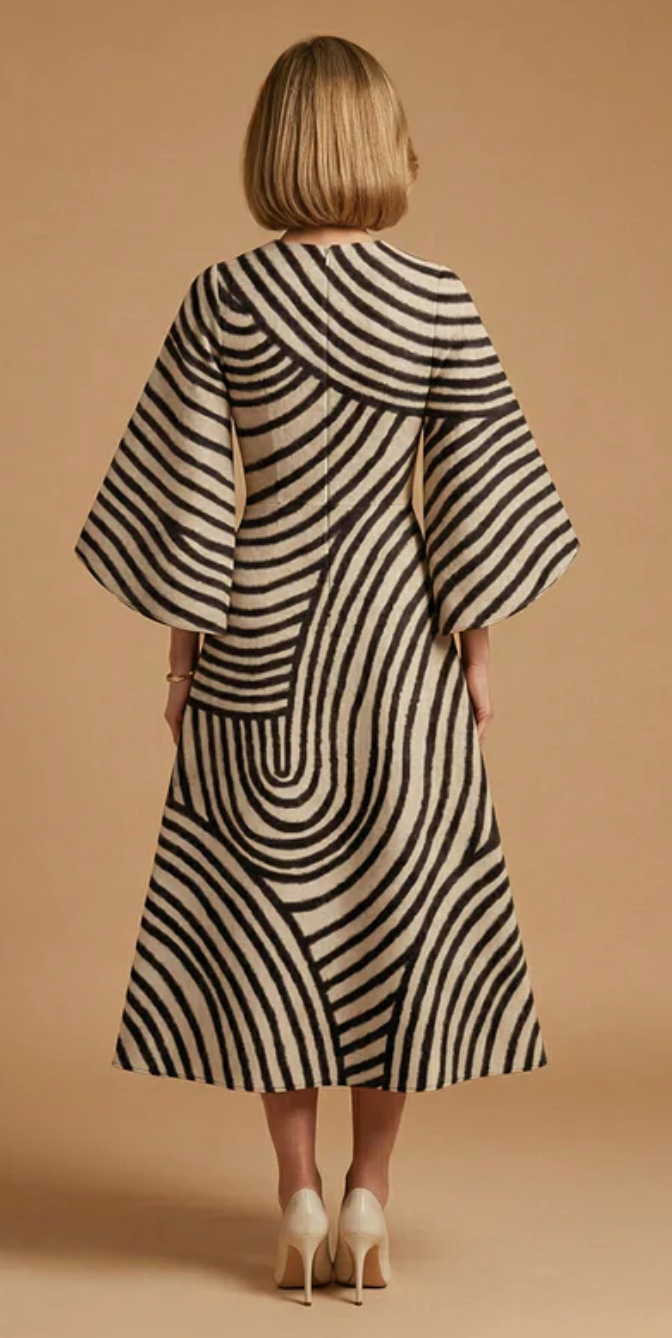 Midi Jurk met Ronde Hals – Elegant & Tijdloos – Zaféliane