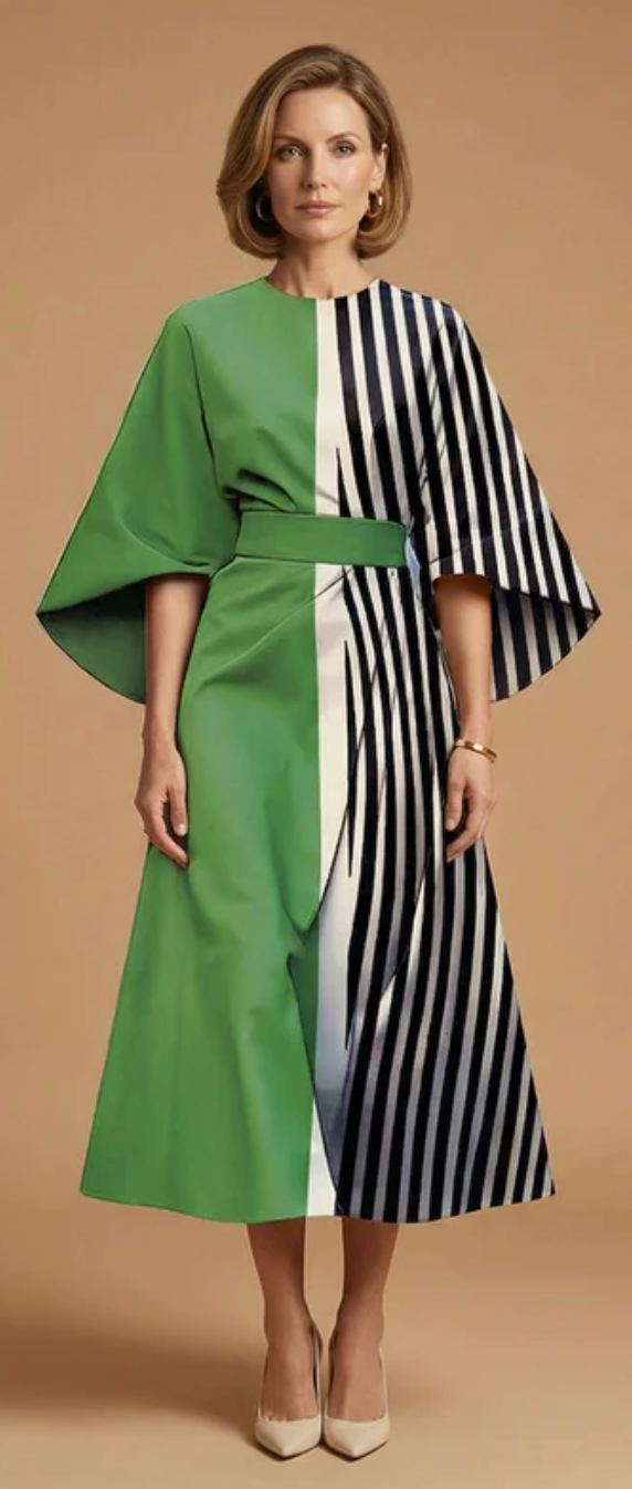 Midi Jurk met Ronde Hals – Elegant & Tijdloos – Zaféliane