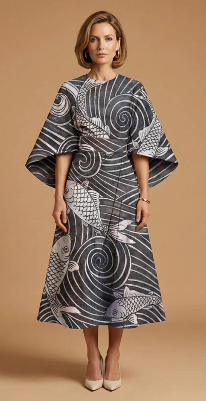 Midi Jurk met Ronde Hals – Elegant & Tijdloos – Zaféliane