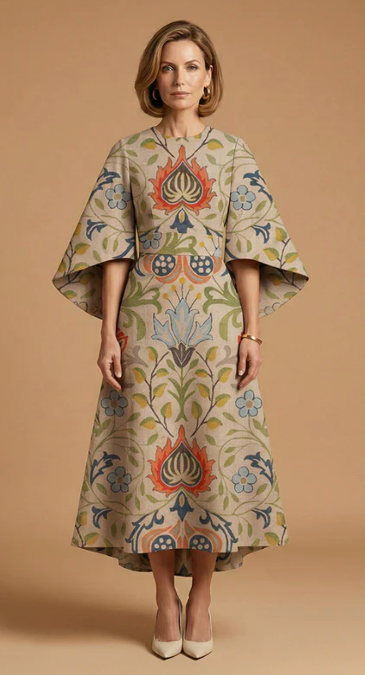 Midi Jurk met Ronde Hals – Elegant & Tijdloos – Zaféliane
