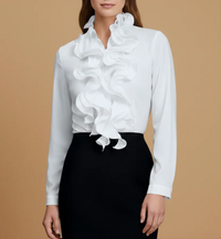 Dames Blouse met Ruches en Lange Mouwen – Elegant & Tijdloos – Zoréllisse