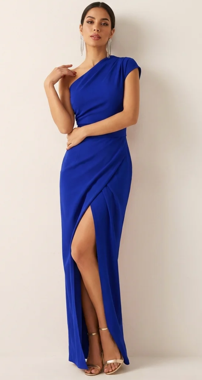 Dames Asymmetrische Maxi Jurk met Elegante Pasvorm – Tijdloos & Verfijnd – Avéllora