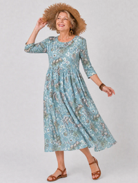 Midi Jurk met Bloemenprint en Driekwartmouwen – Romantisch & Vrouwelijk – Roselien