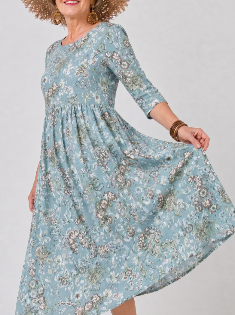 Midi Jurk met Bloemenprint en Driekwartmouwen – Romantisch & Vrouwelijk – Roselien